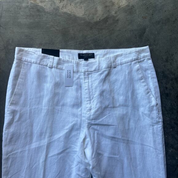 Banana Republic Martin Fit Dress Pants Womens 14 White Mid Rise Straight Trouser - Picture 2 of 14